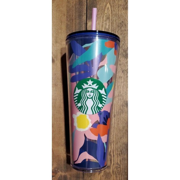Starbucks Accessories - Starbucks Floral Spring 2021 Venti 24 Oz. Tumbler with Pink Straw - New